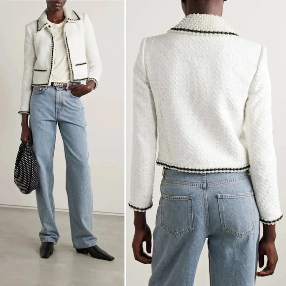 Alice + Olivia Kidman Pearl Cropped Jacket Size Large - Picture 11 of 11